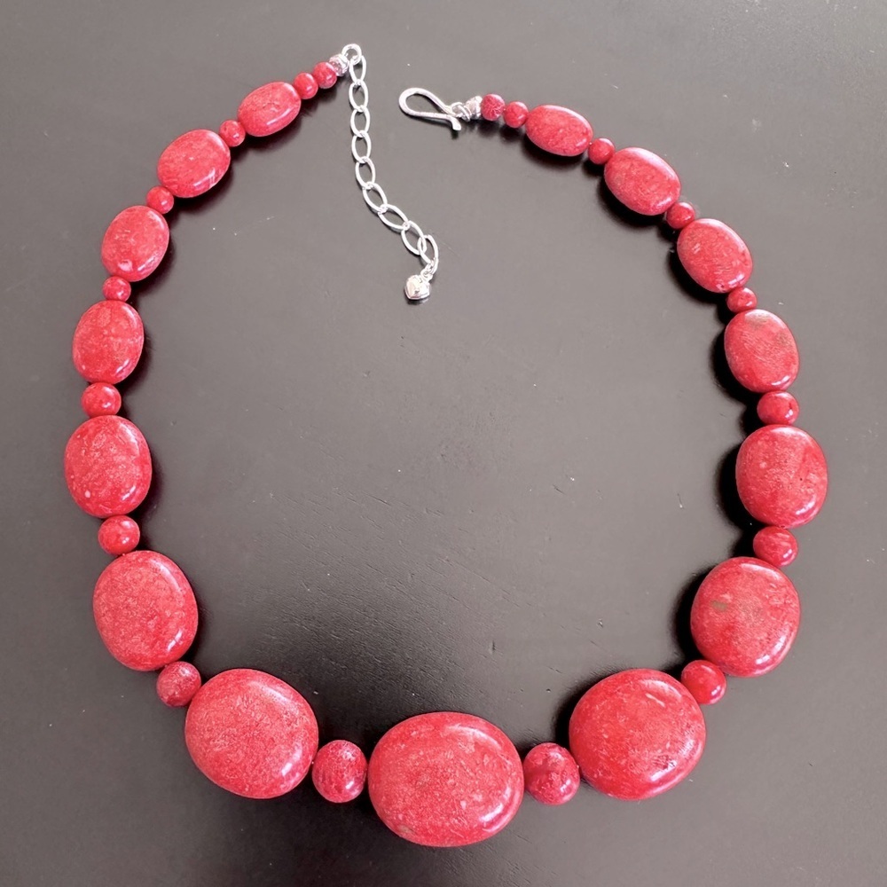 Red coral statement bead necklace by Jay King - Picture 5 of 11